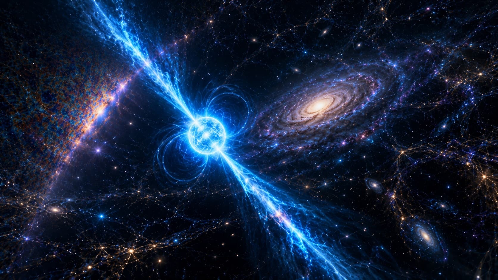 Spiral galaxy in deep space illustrating astrophysics and cosmology