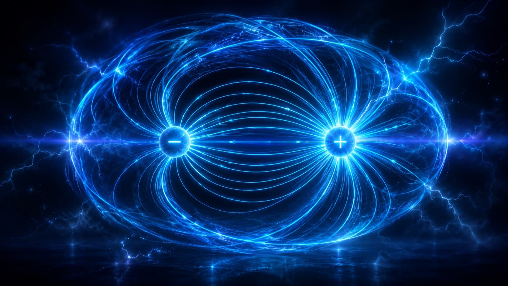 Electric field lines between charged plates and magnetic field patterns