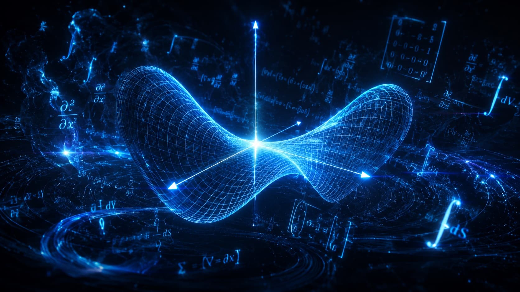 Abstract mathematical symbols and equations representing physics mathematics