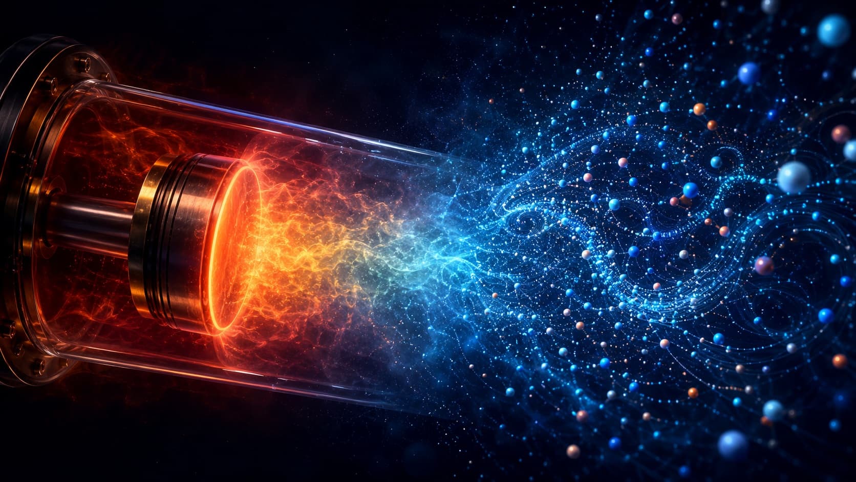Steam engine and molecular motion illustrating thermodynamics