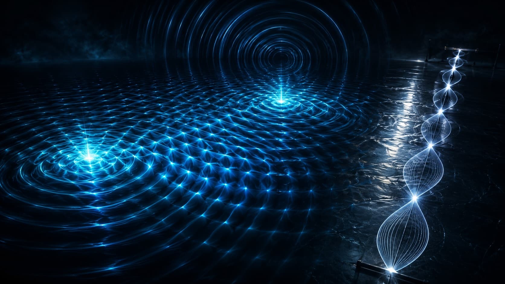 Rippling water waves showing interference patterns